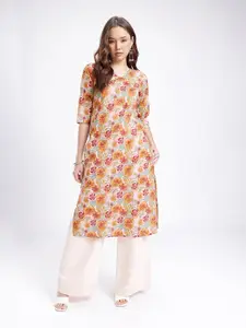 Anouk Rustic V-Neck Floral Printed Straight Kurta