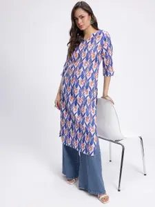 Anouk Rustic V-Neck Tropical Printed Straight Kurta