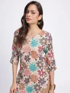 Anouk Rustic V-Neck Floral Printed Straight Kurta