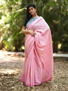 Chidiyaa MMG Delicate Daisies Blush Pink Hand Block Printed Saree