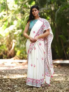 Chidiyaa MMG Perfection Ivory Block Printed Saree