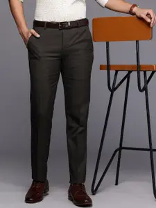 Raymond Men Self Design Textured Slim Fit Formal Trousers