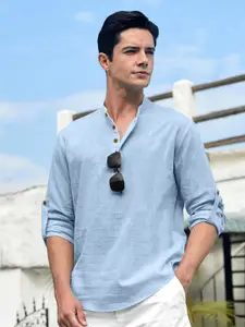 Zombom Men Solid  Straight  Above Knee Kurta