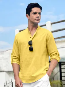 Zombom Cotton Mandarin Collar Straight Short Kurta