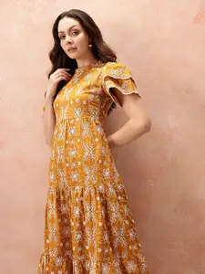 all about you Floral Embroidered Flared Sleeve Maxi Dress