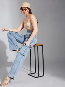 Life With Pockets Women Wide Leg High-Rise Heavy Fade Stretchable Jeans