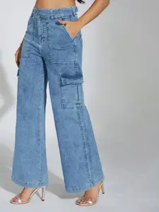 Life With Pockets Women Wide Leg High-Rise Heavy Fade Stretchable Jeans