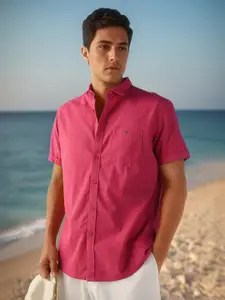 Louis Philippe Jeans Men Slim Fit Solid Spread Collar Cotton Casual Shirt