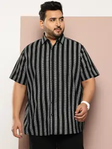 Thomas Scott Men Plus Size Striped Casual Shirt