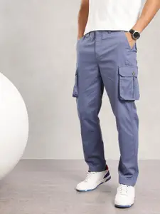 Nautica Men Solid Regular Fit Cotton-Elastane Casual Cargo Trouser