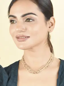 Fida Gold-Plated Artificial Beaded Layered Necklace