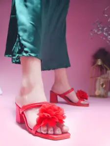 JM Looks Embellished Party Block Sandals