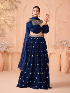MADHURAM Embroidered Sequinned Ready To Wear Lehenga With Blouse & Dupatta