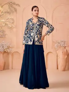 MADHURAM Floral Embroidered Thread Work Ready To Wear Lehenga & Choli