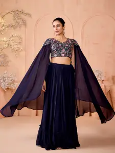 MADHURAM Floral Embroidered Beads & Stones Ready To Wear Lehenga & Choli