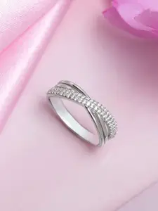 Zavya Divine Cross Rhodium Plated 925 Sterling Silver Women's Ring Size 7