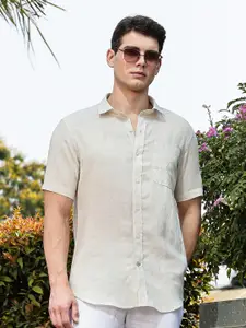 Nautica Men's Solid Premium Cotton Linen Slim Fit Casual Shirt