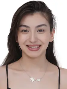 Carlton London Rhodium-Plated Elephant Pendant Chain