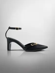 Signature Sole Embellished Work Block Sandals with Buckles