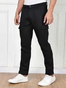 Thomas Scott Men Solid Smart Straight Fit Mid-Rise Cargos Trousers