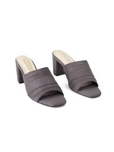 CHAAL CHALAN Selena Broad Grey Strap Block Heel