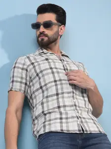 Crimsoune Club Men Classic Slim Fit Tartan Checks Checked Casual Shirt