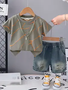 INCLUD Boys Printed T-shirt with Shorts