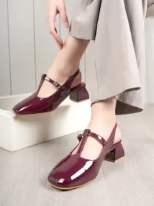 DressBerry Women Square Toe Block Heel Mules