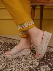 Shezone Embellished Open Toe Flatform Flatform