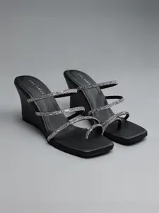 Lino Perros Embellished Open Toe Wedge Sandals