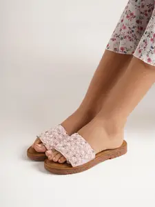 JM Looks Women Ethnic Embllished Slip-On Flat Sandal