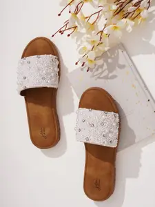 JM Looks Women Flat Sandal Ethnic Slip-On Sandal Embllished For Casual Occasion