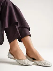 JM Looks Women Ethnic Jutti Embllished Mojari Bellies Slip-On Shoes