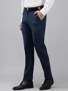 Van Heusen Men Slim Fit Geometric Self Design Formal Trousers