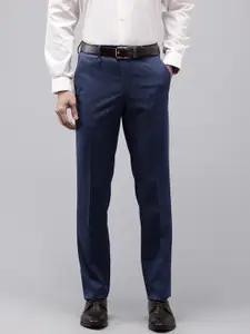 Van Heusen Men Self Design Textured Slim Fit Formal Trousers