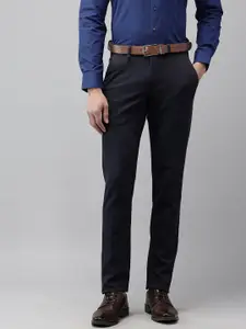 Van Heusen Men Ultra Slim Fit Textured Self Design Formal Trousers