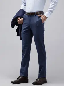 Van Heusen Men Checked Slim Fit Formal Trousers