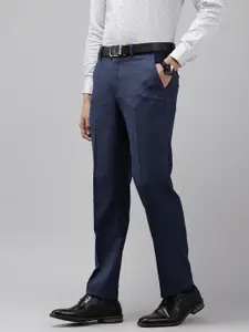 Van Heusen Men Self Design Textured Formal Trousers