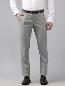 Blackberrys Men Checked Slim Fit Low-Rise Trousers