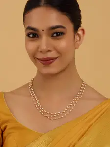 Kushal's Fashion Jewellery 92.5 Pure Silver Gold-Plated Artificial Stones Temple Necklace