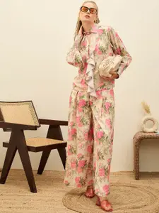 SASSAFRAS Floral Printed Top & Trousers Co-Ords