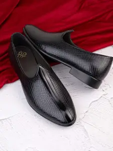 House of Pataudi Men Textured Formal Slip-Ons