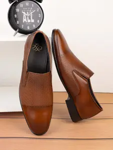 House of Pataudi Men Textured Formal Slip-Ons