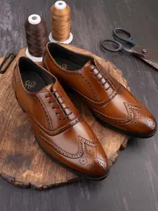 House of Pataudi Men Textured Formal Brogues