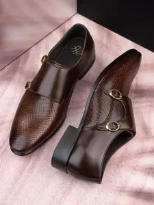 House of Pataudi Men Textured Formal Monks