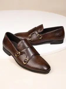 House of Pataudi Men Textured Formal Monks