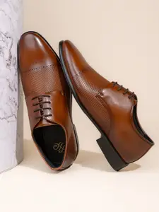 House of Pataudi Men Textured Formal Derby Shoes