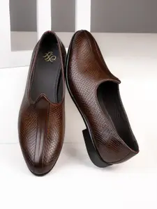House of Pataudi Men Textured Formal Slip-Ons