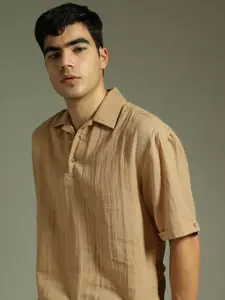 DENNISON Men Oversized Fit Solid Cuban Collar Casual Shirt