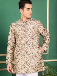 TATTVA Men Floral Printed Fusion Cotton Straight Kurtas